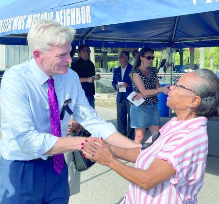 Senator Cassidy talks with a St. Bernard Parish resident during the annual Hurricane Katrina Remembrance Ceremony on Aug. 29 in Shell Beach.