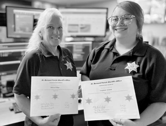 St. Bernard Sheriff's Office Dep. Melissa Pedigo, left, and Dep. Leighann Armand both completed the Communications Division’s dispatcher training program and are now fully trained to handle calls that come into the 9-1-1 center. If you think you have what it takes to become a dispatcher and make a difference in your community, call 504.278.7700 or jobs@sbso.org.