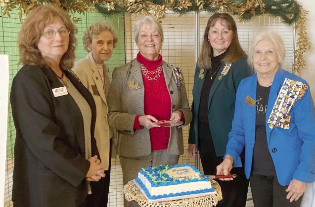 Past Regents (pictured, from left) Mary Ellen Menge, Fay Champagne and Christyn Elliott, along with Regent Gayle Buckley, recently gathered with organizing Regent Bonnie Cook to cut Francois deLery Chapter's 54th Anniversary cake. The Daughters of the American Revolution Chapter was formed 54 years ago in St. Bernard Parish. The ceremony took place in the lobby of Chalmette High School's Cultural Arts Center.