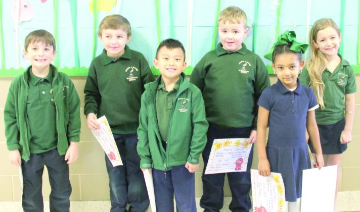 Pictured are Joseph Davies Elementary’s First Grade Students of the Month for January 2023: Andrew Labruzzi, Jensen Nguyen, Lane Blum, Kamille Grosch and Andrea Minor.