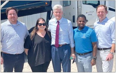 US Senator Bill Cassidy (center) toured Trucking Innovation, a trucking/hauling, logistics and project management firm based in Chalmette, and met with owner and founder, Otis (second from the right). Cassidy said 'he and other business and civic leaders are the best evidence of St. Bernard’s recovery” from Hurricane Katrina.