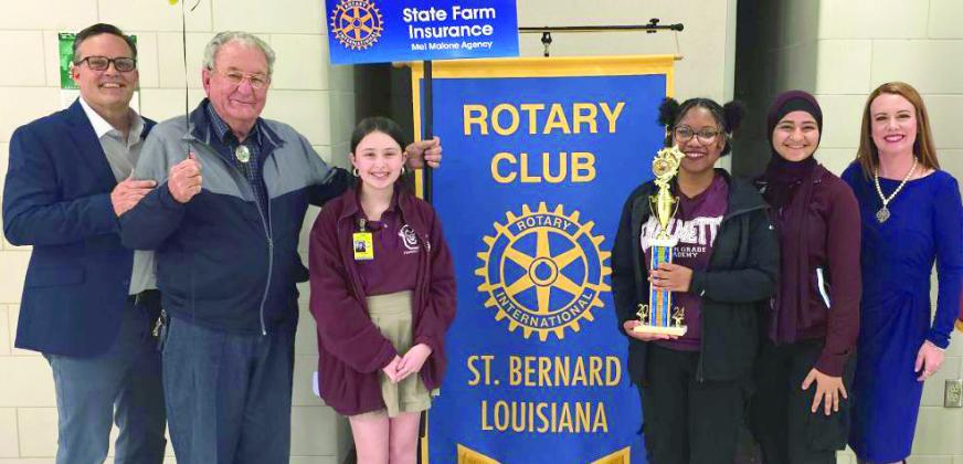 Third Place Winners: CHS Students - Cheyann Clark, Destiny Bullock and Bayan Altayeb Pictured below are the winners with the dynamic duo Katherine Lemoine, annunciator and husband Barry Lemoine, Master of Ceremonies.
