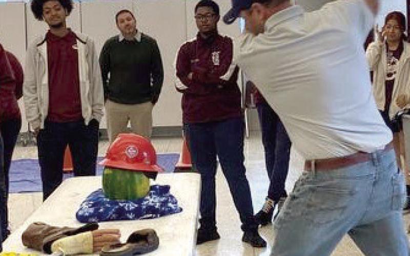 Thomas Cagle, the Vice President of HSSE and Training, shows the importance of wearing your protective gear while at work—no matter how many times an accident hasn’t happened.