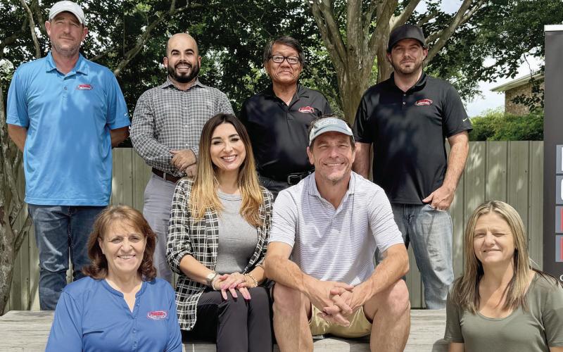 Pictured is the executive team of SSE Steel Fabrication. Back, from left: Brett Airhart, Nick Echeagaray, Pisan Srinal and David Dudenhefer Jr. Front, from left: Bonnie Charrier, Mindy Nunez Airhart, Justin Airhart and Kristy Merwin. Not pictured: Jacob Walls.