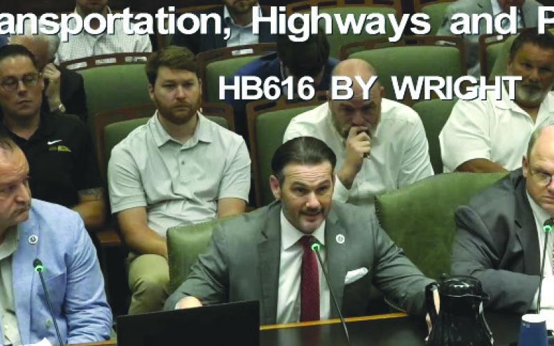 From Left to Right: District D council member Ryan Randall, council member at large west Gillis McCloskey, and Representative for St. Bernard Mike Bayham speak against House Bill 616 during the April 22 House Transportation Committee meeting.