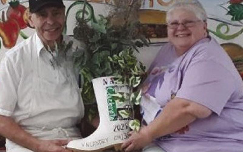 NARFE also wanted to show appreciation to Tommy Tommaseo for his continued support of our Chapter and monthly meetings. Laura presented Mr. Tommy with a beautiful “shrimp” boot she crafted.