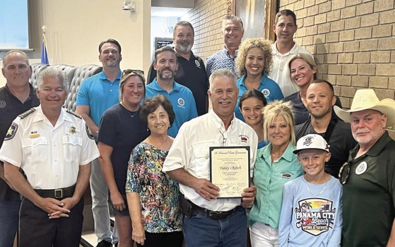 Owners of Today's Ketch and their family accept proclamation from parish officials celebrating their 38th year of operation in St. Bernard Parish.