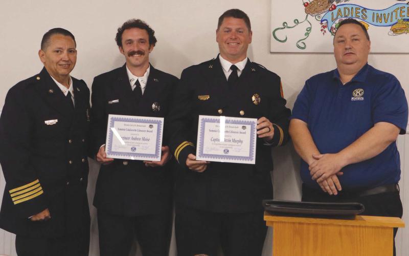 Firefighters Devin Murphy and Andrew Moise Receive Lifesaver Award at Latest Kiwanis Meeting