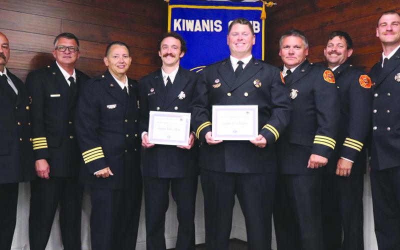 Firefighters Devin Murphy and Andrew Moise Receive Lifesaver Award at Latest Kiwanis Meeting