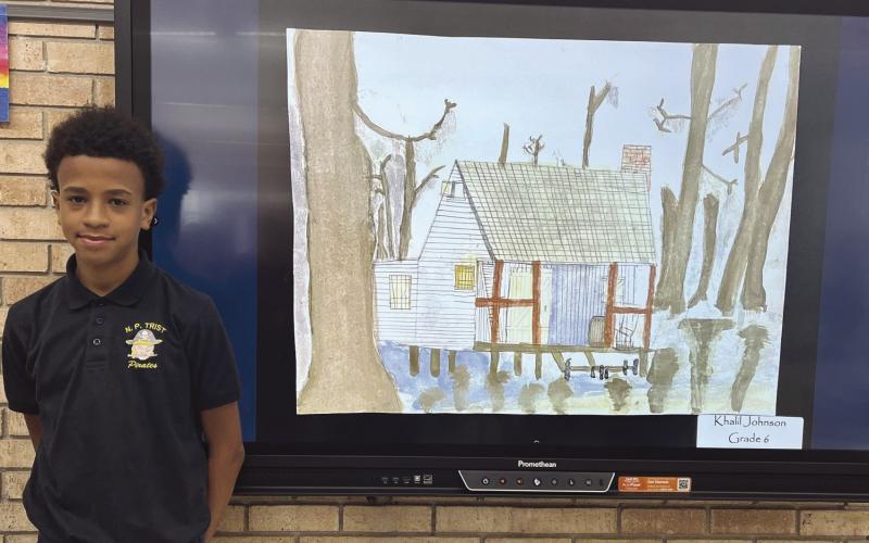 Trist Middle school student Kalil Johnson placed 2nd in state for his watercolor painting 'Serenity in the Swamp.'