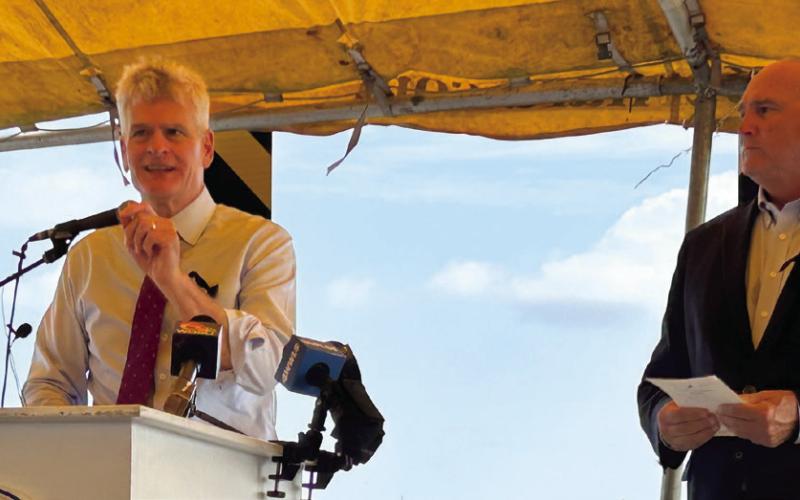US Senator Bill Cassidy and St. Bernard Parish President Guy McInnis speak during the annual Hurricane Katrina Remembrance Ceremony on Aug. 29.