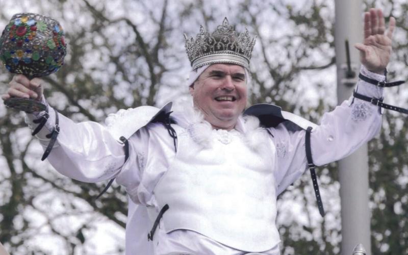 Ginart Jr. serving as King of Lourdes during Krewe of Lourdes Parade.