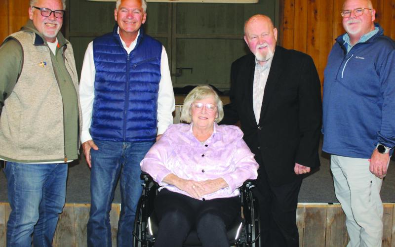 During the St. Bernard Sheri's Oce Reserve Division holiday celebration, the Meraux Foundation presented a $5,000 donation to the Reserve Division to help support training, equipment and operational needs. From left to right, are: Bill Haines, Sheri James Pohlmann, Rita Gue, Floyd Gue and Chris Haines.