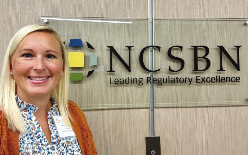 Brittney Zauto, Director of the Practical Nursing program at Nunez Community College, at the Chicago oces for the National Council of State Boards of Nursing.