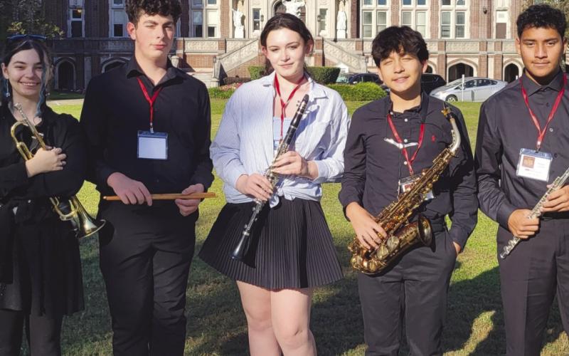 CHS Talented Music Students from left to right: Samantha Thornton, Chandler Melton,ArabellaAlphonso, Elbin Chavez Escobar, Kevin Gonzales.