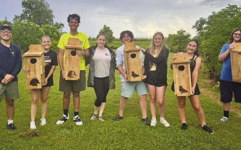 Campers building wood duck boxes to be installed at our local parks. Pictures left to right: Norman Morales, Tatiana Cabrera, Kristion Thomas, SeaGrant Agent Dominique Seibert, Christian Miller, Kelsey Hambrice, Kathryn Dinet, and Grin Touchet.