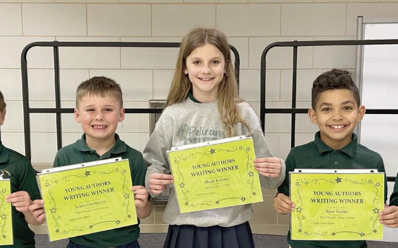 THIRD GRADE - Julian Burkhardt, Jaxson Dominick, Myah Breaux, Kyse Gaber and Kali Serigne.