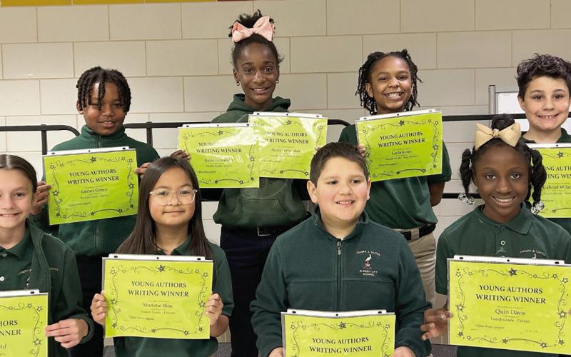 FOURTH GRADE - Paige Schofield, Sherene Bioc, Kaleb Buffinet, Quinn Davis, Gecari Green, Aubri Fernandez, Layla Jones and Gabriel Wilson.