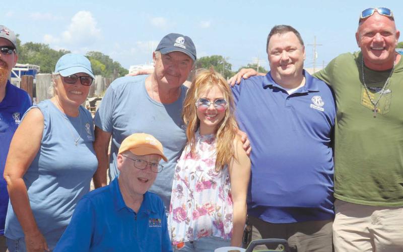 Nicholas Koepp, Beth Vincent, Michael Pechon (sitting), Barry Vincent, Amanda Shaw (Louisiana Music Hall of Fame inductee), Ellis Fortinberry, Ronnie Adams (of TV’s “Swamp People”), Brenda Peralta. Photo taken by Tony Peralta