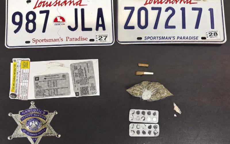 Kordell Moore was booked July 15 with switched license plate, possession of a stolen vehicle, possession of marijuana, heroin, fentanyl, MDMA (Ecstasy), Tapentadol, and Tramadol, motor vehicle alteration, destruction or alteration of a VIN, and an outstanding bench warrant.