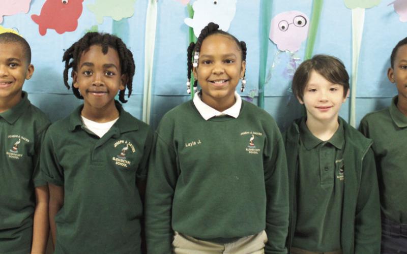 Third Grade: Giovanni Britton, Matthew Scallon, Layla Jones, Alvin Harris and Eli Cave