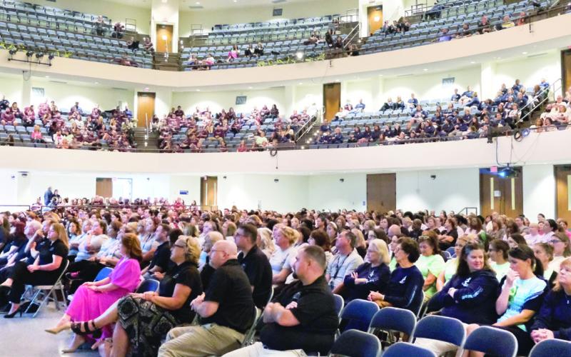 Over 900 employees of the St. Bernard Parish Public School System filled the Frederick Sigur Civic Center at its recent Back-to-School Rally.