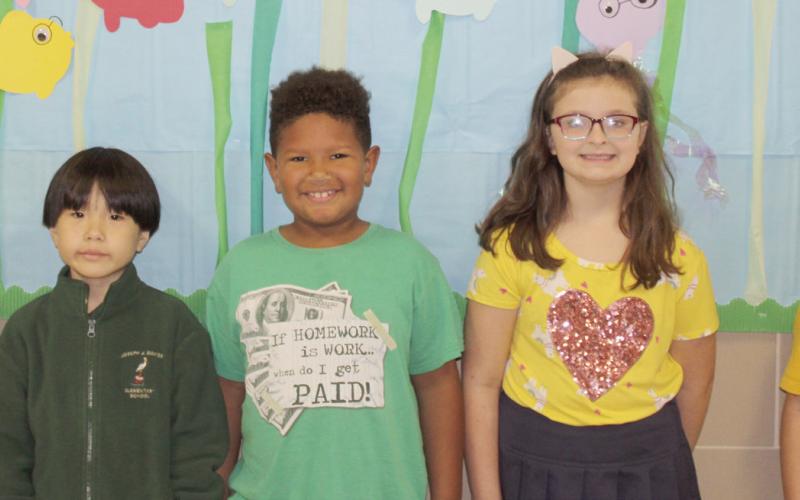 First Grade - Olina Lin, Claire Cuccia, Brysen Segari, Caius Cochrin, Grayson Labit and Lilly Williams
