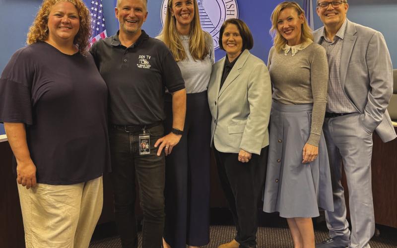 The team behind Super News recorded its 10th Anniversary Special. Pictured are Sara Felt, Jack Jackson, Alex Schneider, Mary Lumetta, Lexie Pritchard and Barry Lemoine.