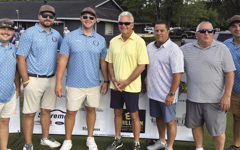 SBSO’s team members who participated in the golf tournament fundraiser are, from left: Dep. Donny Saucier, Lt. Kyle Brown, Dep. Matthew Schmill, Sheri James Pohlmann, Col. Chad Clark, Gerald Kimble, and Dep. Gabriel “Trip” Roques.