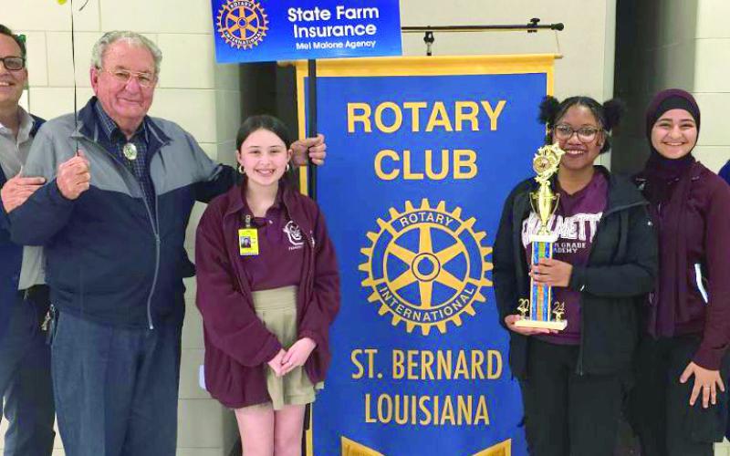 Third Place Winners: CHS Students - Cheyann Clark, Destiny Bullock and Bayan Altayeb Pictured below are the winners with the dynamic duo Katherine Lemoine, annunciator and husband Barry Lemoine, Master of Ceremonies.