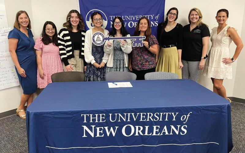 Dr. Michelle Daussin, UNO Residency Supervisor and Professor, Yen Phan, Sierra Senko, Quynh Phan, Kaylee Hebert, Jami Hines, Kendra Thiry, Erin Larson, Teach St. Bernard, Melissa Nunez, UNO Coordinator of Teacher Education.