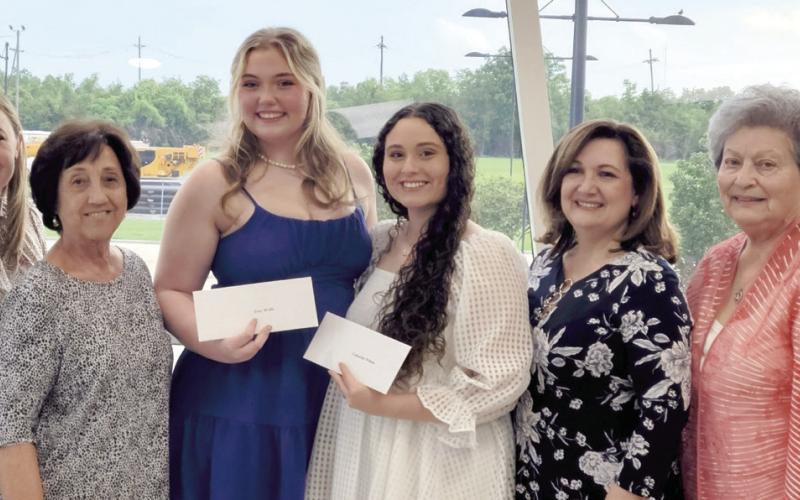 A St. Bernard Business and Professional Women (BPW) meeting was held to present BPW's three scholarship recipients their scholarships. Pictured past president, Claudette Reuther; secretary, Kristen Pouey; president, Wanda Alcon; recipients Zoey Wolfe and Catherine Wilson; committee chair, Tracy Petruccelli; vice-president, Lena Nunez; and treasurer, Cindy Rychaert. Not pictured: recipient, Samantha Mahler.