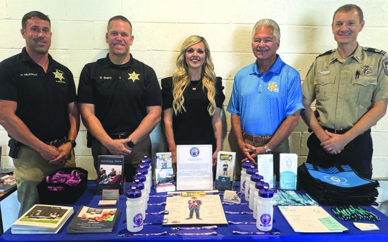 The St. Bernard Sheri's Oce recently took part in a special gathering hosted by the St. Bernard Taskforce Opioid Program to bring together residents, community partners and organizations in support of individuals on their journey to recovery. From left, are: Capt. Matthew Arcement, Col. Daniel Bostic Jr., commander of the Special Investigations Division, S.T.O.P. Program Director Katelin Neitzschman, Sheri James Pohlmann and Chaplain Aaron Johnson.