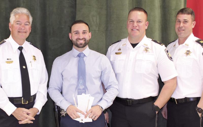 St. Bernard Sheriff’s Office Special Investigations Division Narcotics Unit Agent Richard Scheuermann was named the 2022-23 Deputy of the Year by the Knights of Columbus Archbishop Rummel Council 5747. Pictured, from left: Sheriff James Pohlmann, Agent Scheuermann, Special Investigations Division Narcotics Unit Commander Maj. Daniel Bostic, and SID Assistant Commander Capt. Matthew Arcement.