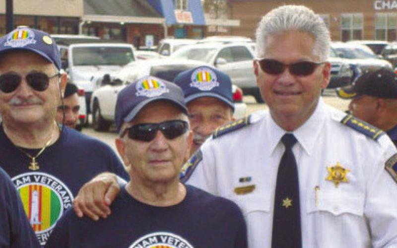 Sheriff Pohlmann with the Vietnam veterans for the parade on Memorial Day.