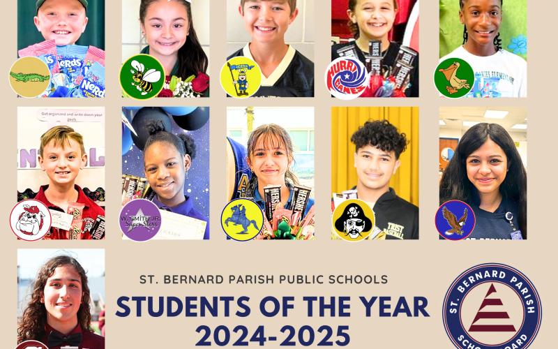Top Row: Jesse Malone, Alydia Hemstreet-Moss, Parker Casbon, Jolie Duhe, Aubri Fernandez, Middle Row: Dominick Shreve, Laci Banks, Lily Lozes, Ramy Dali, Briget Raimundo, Bottom Row: Trey Meyers