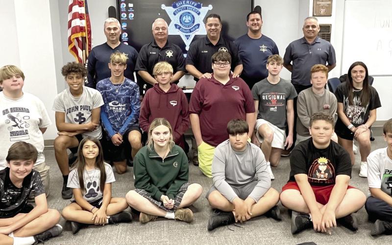 The St. Bernard Sheriff’s Office presented a free hunter education course Tuesday, Sept. 26 for teens 12 and older. The class was presented by instructors, third row, from left: Lt. Shane Lulei of the SBSO Marine Division; Capt. Brian Clark, commander of the SBSO Marine Division; Col. Chad Clark, commander of the SBSO Criminal Investigations Bureau; Dep. Travis Guillot of the SBSO Marine Division; and Stephen Clark, U.S. Fish &amp;amp; Wildlife Service, Special Agent in Charge, Southeast Region.