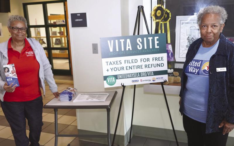 VITA Site Coordinator Gail Jenkins and Gwen Ricks are providing free tax filing services on behalf of the United Way's VITA program on the Nunez campus. Visitors are welcome to take advantage of this service and do not have to be enrolled in or otherwise aliated with Nunez.