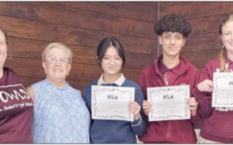 At its recent weekly meeting, the Rotary Club of St. Bernard hosted three Chalmette High School (CHS) students who attended the Rotary RYLA Youth Leadership Program. The students participated in leadership, team building and a community service fundraising project. Pictured, from left: CHS Teacher and club Sponsor Jessica Janneck, Rotary Club President Brenda Breakfield, RYLA Attendees Mezeshabell Maghirang, Carlos Andrade and Katie Hambrice.