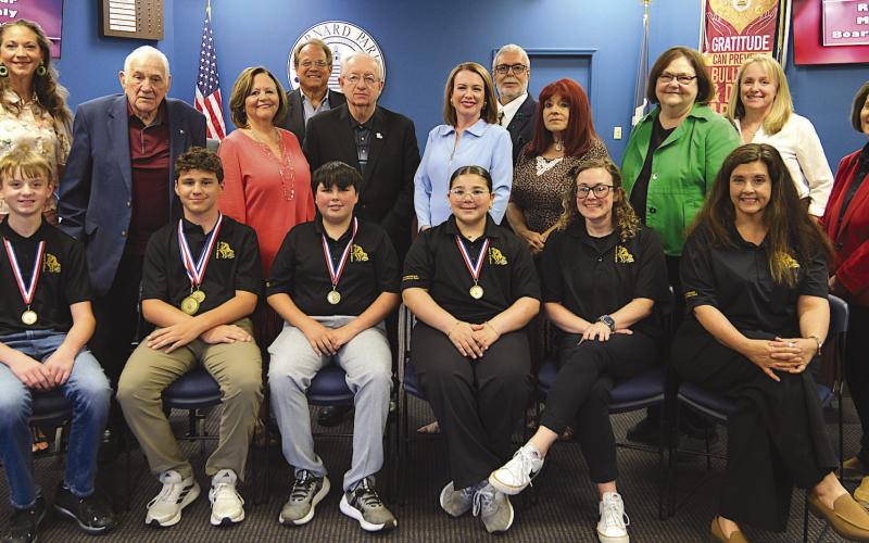 Elementary Division, 1st row from left: Dominick Shreve, Luke Gagnard, Grayson Caballero, Miriam Dali, Christina Crego, Melinda Hall; 2nd row from left: Millie Harris, Don Campbell, Diana Dysart, Joseph Long, Katherine Lemoine, Rosiland White, Doris Voitier, Carly Creason, Mary Lumetta; 3rd row: Sean Warner and Henry Rodriguez III.