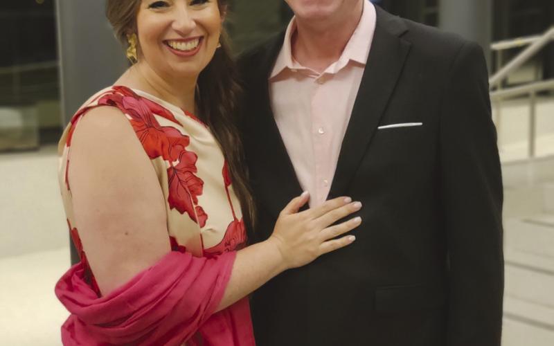 Former Louisiana Teacher of the Year Annelise Cassar Tedesco performed a song as a tribute to Doris Voitier. Annelise is pictured here with her husband, Trent.