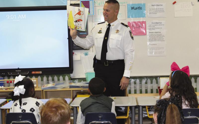 Col. Daniel Bostic Jr., commander of SBSO's Special Investigations Division, visited Joseph Davies Elementary this week to read to students during the school's Literacy Week festivities.