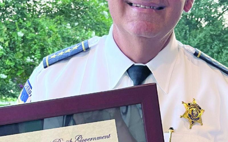 St. Bernard Sheriff James Pohlmann was honored at the August 1 St. Bernard Parish Council Meeting for serving 40-years in law enforcement. Parish President Guy McInnis, along with Parish Council members, spoke during the recognition, thanking the Sheriff for his many years of dedicated service to the citizens of St. Bernard Parish. Sheriff Pohlmann was joined during the celebration by members of the St. Bernard Sheriff’s Office, as well as his family and friends.