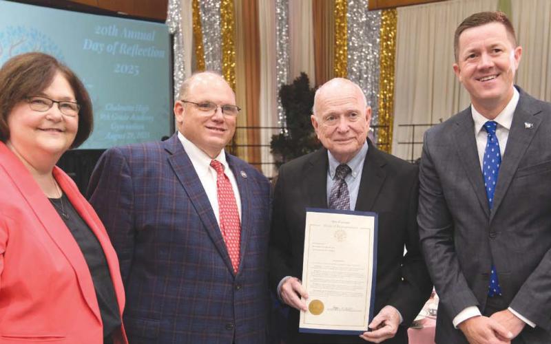 From Left: St. Bernard Parish School Superintendent Doris Voitier, Representative Mike Bayham, Chalmette High Principal Wayne Warner, and State of Education Superintendent Dr. Cade Brumley.