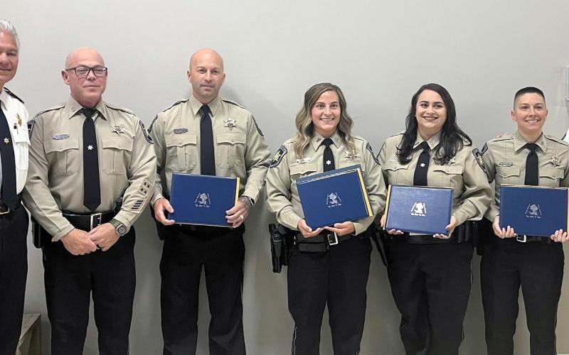 Three St. Bernard Parish Sheriff’s Office deputies graduated Nov. 8 from the Peace Officers Standards and Training, or P.O.S.T., police academy held at the Slidell Regional Police Academy, and two received recertification. From left, are: Sheriff James Pohlmann, Detective Donald Saucier, Dep. John Roques, Dep. Payton Adams, Dep. Leighann Armand, Dep. Ashlee Esteves and Col. Chad Clark.