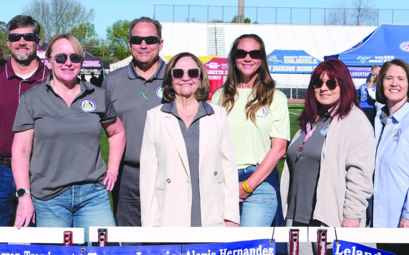 From left: Jason Dewey Director of School Operations, School Board member Carly Creason, School Board Member Sean Warner, School Board Member Millie Harris, School Board Member Rosiland White, Deputy Superintendent Mary Lumetta.