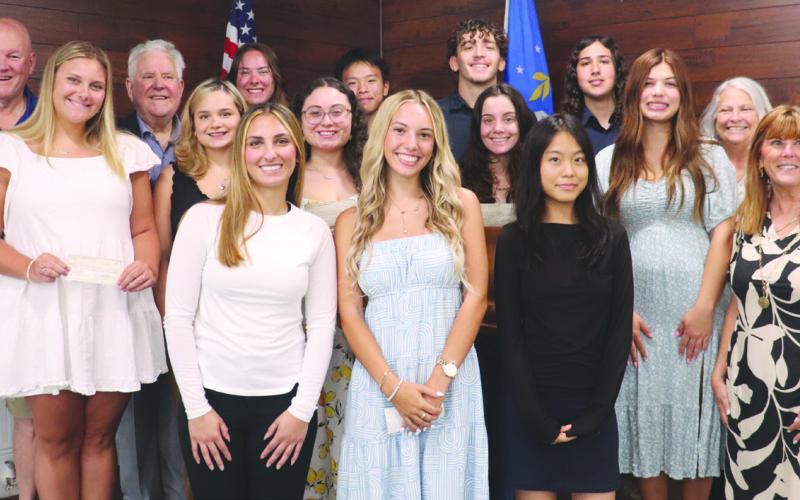 Kiwanis members Michael B. Chutz, Danial Bourgeois, Patrice Cusimano, and Shirley Pechon joined the scholarship recipients who attended the event (listed below).