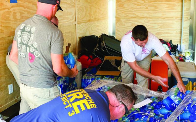 Members of the St. Bernard Fire Department deployed to Florida. (Left to Right) Fire Chief Earl Borden Jr, Training Officer Eric Crotwell, Captain Justin Sager, Deputy Chief Raul Vallecillo.