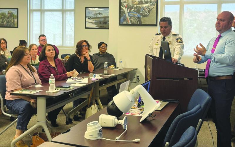 Col. Chad Clark, commander of the Criminal Investigations Bureau, and Capt. Ryan Melerine and Lt. Ray Whitfield of Criminal Investigations, spoke to Leadership St Bernard participants about advanced technology SBSO uses to help solve crimes, including surveillance cameras and other investigative tools that assist detectives in identifying suspects and gathering critical evidence.