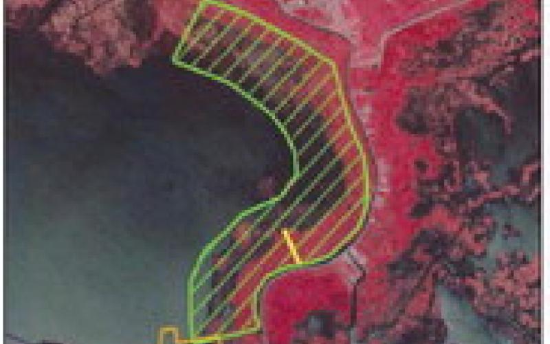 Reggio West Marsh Creation (Green: Marsh Creation, Yellow: Canal Closure, Orange: Terrace Field).